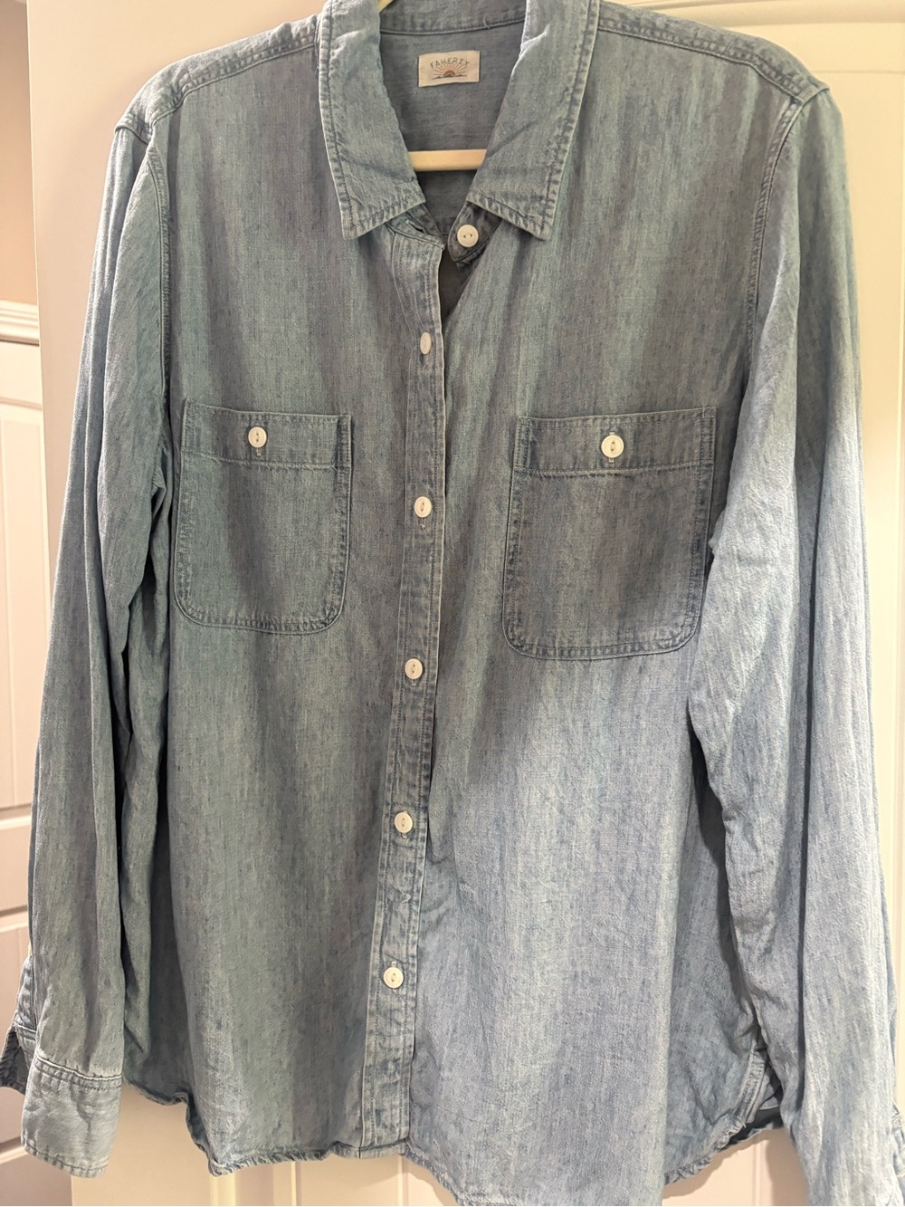 Faherty Light Blue Denim Button-Down Shirt